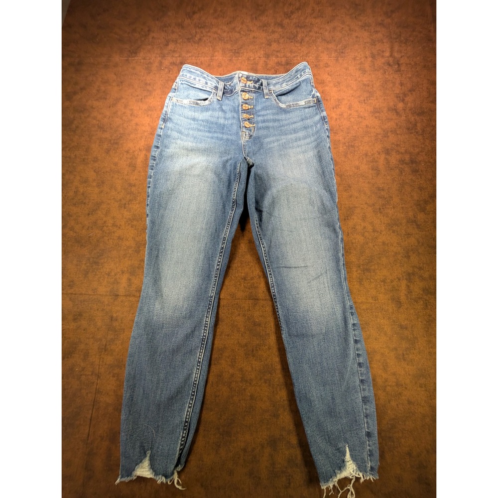 M Jeans by Maurices High Rise Super Skinny‎ Ankle Button Fly Frayed Hem Blue 31